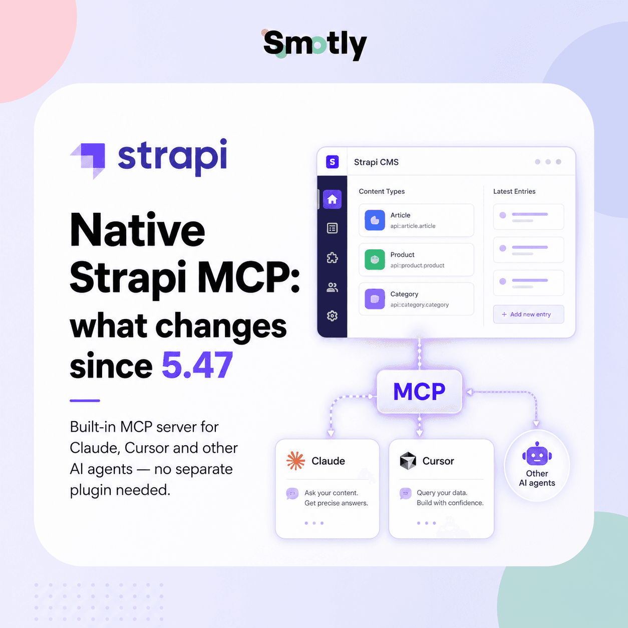Illustration Strapi 5.47 native MCP with Claude, Cursor and other AI agents